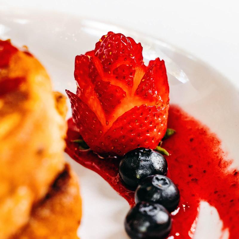 Strawberry rose garnish