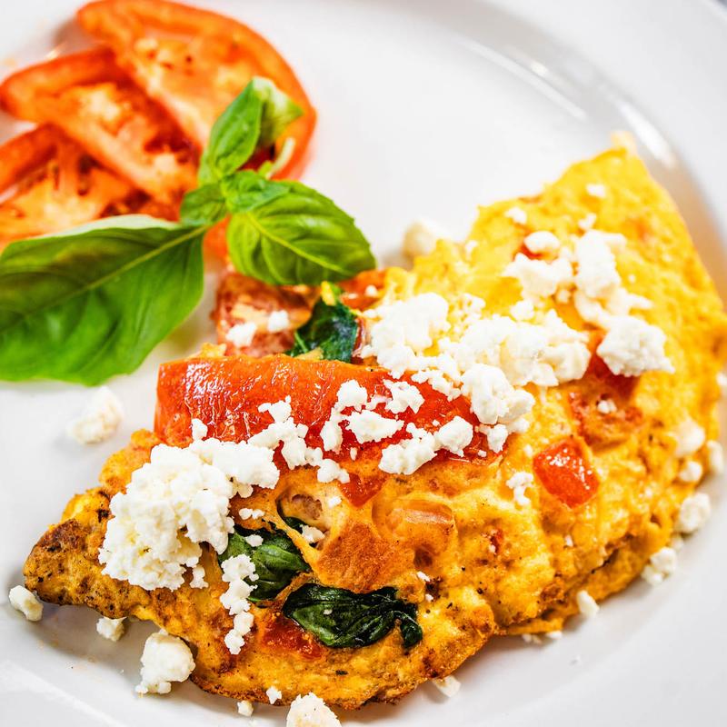 Tomato basil omelet with feta